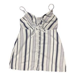 Lottie MOSS BABYDOLL A-LINE TANK TOP STRIPED NAVY BLUE WHITE‎ S